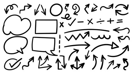 Arrow hand drawn icons vector set 