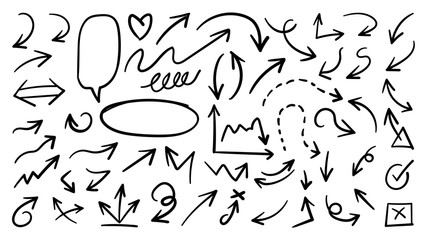 Arrow hand drawn icons vector set 