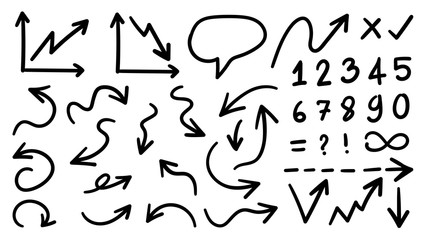 Arrow hand drawn icons vector set 