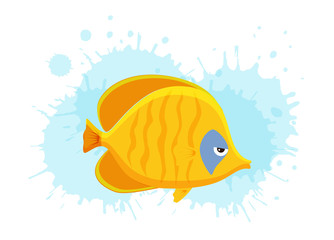 Cute fish vector illustration icons set. Tropical fish, sea fish, aquarium fish