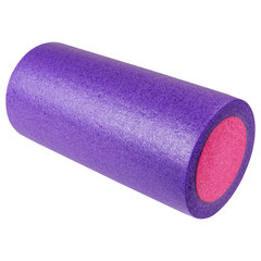 lilac roller for Pilates, yoga or fitness, on a white background, warming up and muscle massage