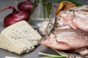 fresh fish on a board