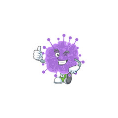 Coronavirus influenza cartoon character making Thumbs up finger