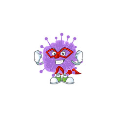 A picture of coronavirus influenza dressed as a Super hero cartoon character