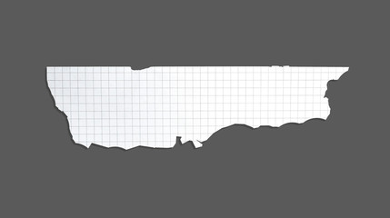 Fototapeta premium White ripped striped note, copybook, notebook paper stuck on light gray background.