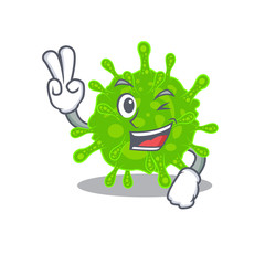 Cheerful flaviviridae mascot design with two fingers