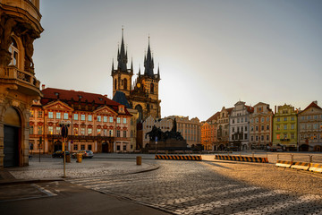 Naklejka na ściany i meble Old Town Square at sunrise, Prague.