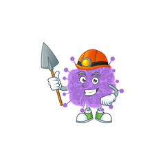 Cool miner worker of coronavirus influenza cartoon design concept