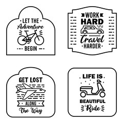 Adventure typography collection with outline style