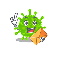 Cute face flaviviridae mascot design with envelope