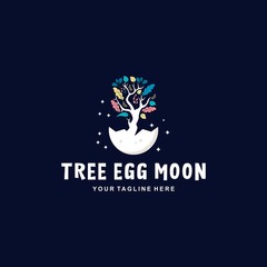 Tree egg moon logo design inspiration
