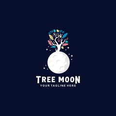 Tree moon logo design inspiration