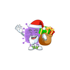 Coronavirus influenza Cartoon character of Santa with box of gift