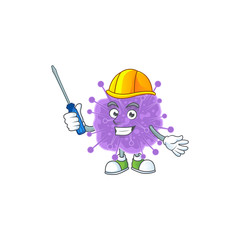 cool automotive cartoon character of coronavirus influenza