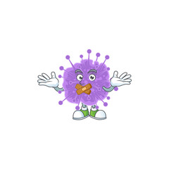 Coronavirus influenza cartoon character design concept showing silent gesture
