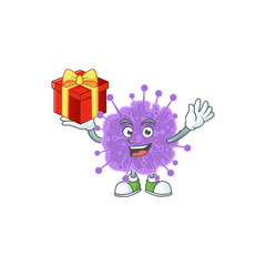 A mascot design style of coronavirus influenza showing crazy face