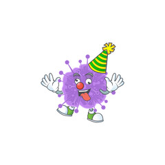 Cute and Funny Clown coronavirus influenza presented in cartoon character design concept