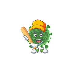 Cartoon design of wuhan coronavirus having baseball stick