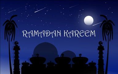 Illustration Vector Graphic of Ramadan Kareem mosque moon