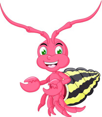 Cute Pink Hermit Crab Cartoon