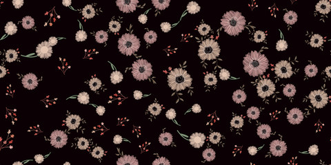 Seamless pattern with abstract flowers. Creative color floral surface design. Vector