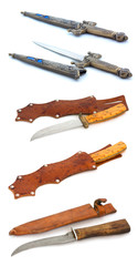 Collection of knives isolated on white background. Full size.