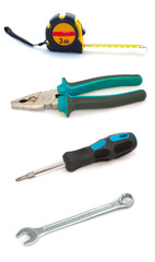Collection of tools isolated on white background. Full size.