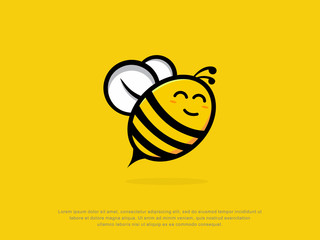Fototapeta happy bee logo. character. modern design. vector illustration obraz