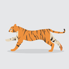 Cartoon tiger. Cute Cartoon tiger, Vector illustration on a white background. Drawing for children.