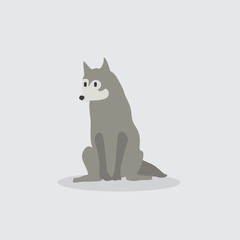 Cartoon wolf. Cute Cartoon wolf, Vector illustration on a white background. Drawing for children.