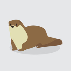Cartoon otter. Cute Cartoon otter, Vector illustration on a white background. Drawing for children.