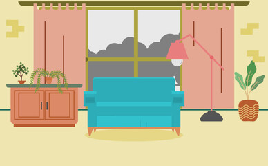 Living room interior vector design 