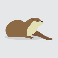 Cartoon otter. Cute Cartoon otter, Vector illustration on a white background. Drawing for children.
