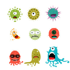 Set Various pathogens covid19 virus, vector design