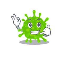 Flaviviridae mascot cartoon design showing Call me gesture