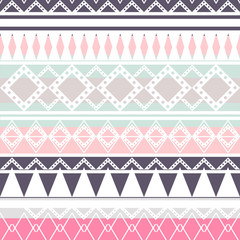 Fototapeta premium Seamless vector tribal texture set. Tribal seamless texture. Boho stripes. Striped vintage boho fashion style pattern background with tribal shape elements.