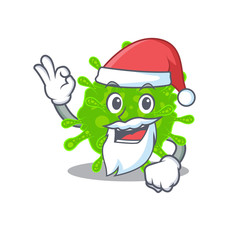 Flaviviridae in Santa cartoon character design showing ok finger