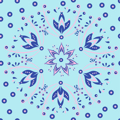 Fototapeta na wymiar Floral geometric pattern. Seamless vector background. Ornament for fabrics, Wallpaper, packaging, print