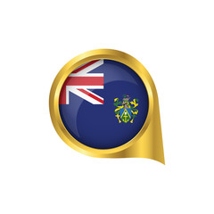 Flag of Pitcairn Islands, location map pin, pointer flag Pitcairn Islands, button gold, Icon country . Vector Illustration EPS10.