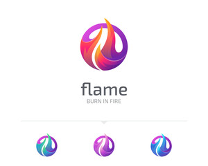 Abstract circle fire logo variations