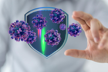 flu virus attack digital 3d  epidemic.