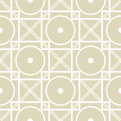 White print on olive green background. Seamless geometric pattern