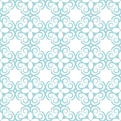 Fototapeta na wymiar Seamless pattern with blue flowers On white background for textile
