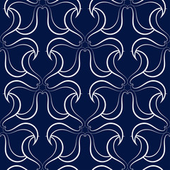 Abstract dark blue seamless background. White pattern