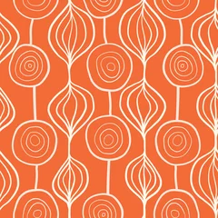 Abstract organic ornamental vertical floral vector pattern. Contemporary white and orange mod art organic repeating shapes background. Modern Scandinavian style backdrop hand drawn lines.  © StockArtRoom