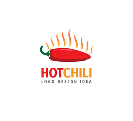 red hot cayenne chilli with flame smoke vector logo design