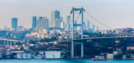 15th July Martyrs Bridge (15 Temmuz Sehitler Koprusu). Istanbul Bosphorus Bridge. Istanbul, Turkey..