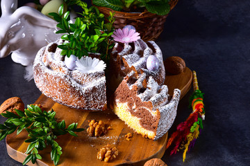 Polish Easter cake with nuts and chocolate