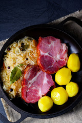 boiled sauerkraut and delicious saddle of pork