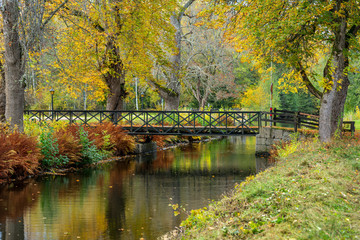 Stromsholms canal in Sweden in vibrant autumn colors